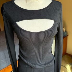 INC International Concepts Black Ribbed sweater top